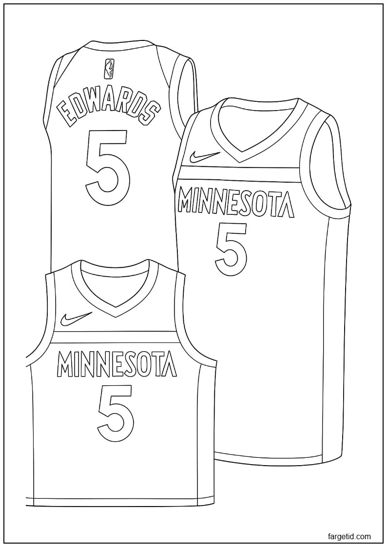 Anthony Edwards drakt fargeleggingsside Minnesota Timberwolves