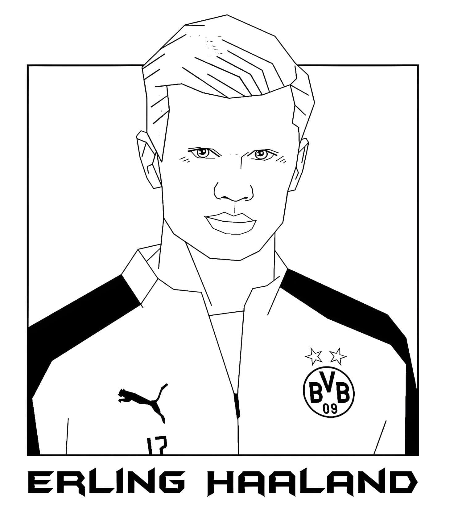 Erling Haaland Med Nummer 17 I Borussia Dortmund Til Fargelegging