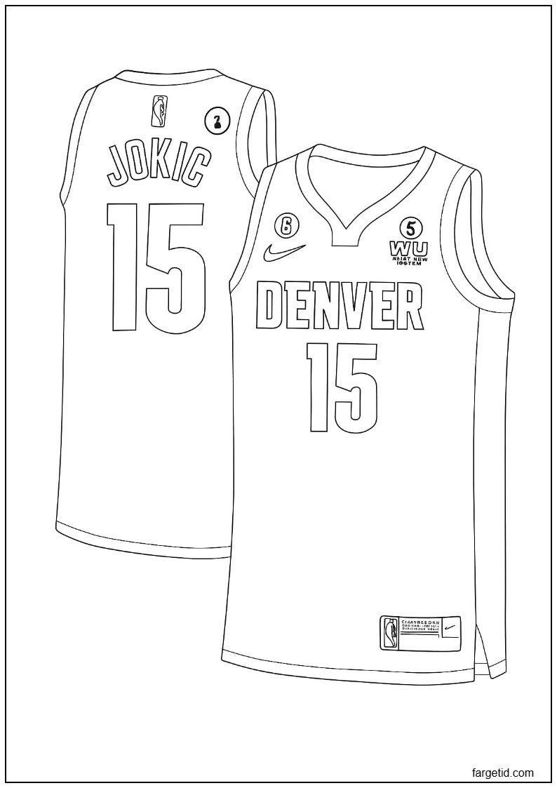 Jokic drakt fargeleggingsside Denver Nuggets