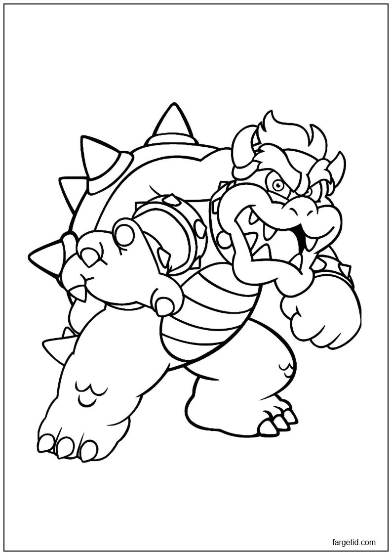 tegning av Bowser til fargelegging