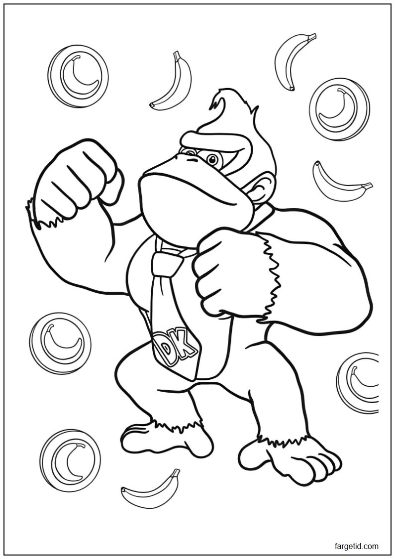 tegning av Donkey Kong til fargelegging