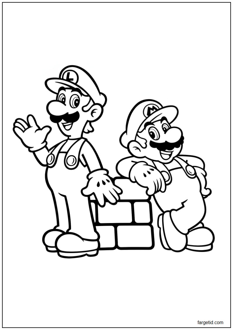 tegning av Mario og Luigi til fargelegging