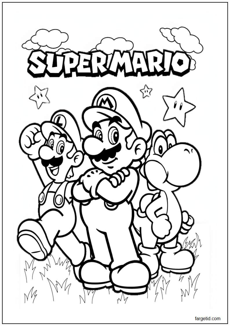 tegning av Super Mario til fargelegging